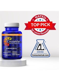 CocoaVia Memory+ Brain Supplement, 90 Day, 750 mg Cocoa Flavanols, Memory & Brain Booster, Vegan, Plant Based, Gluten Free, 270 Capsules  - Image 4