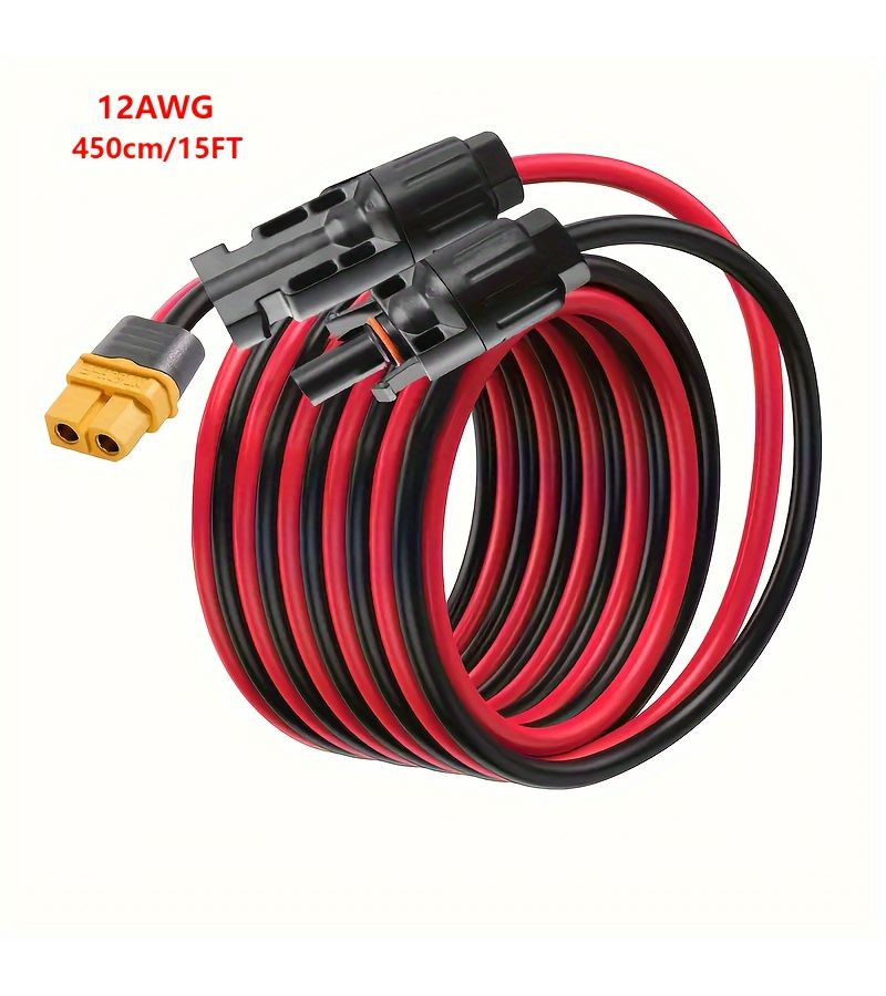 كابل تمديد 12AWG مع محول MC4 إلى XT60 بطول 15 قدمًا للوحات المركبات الترفيهية ومحطات الطاقة المحمولة - Image 3