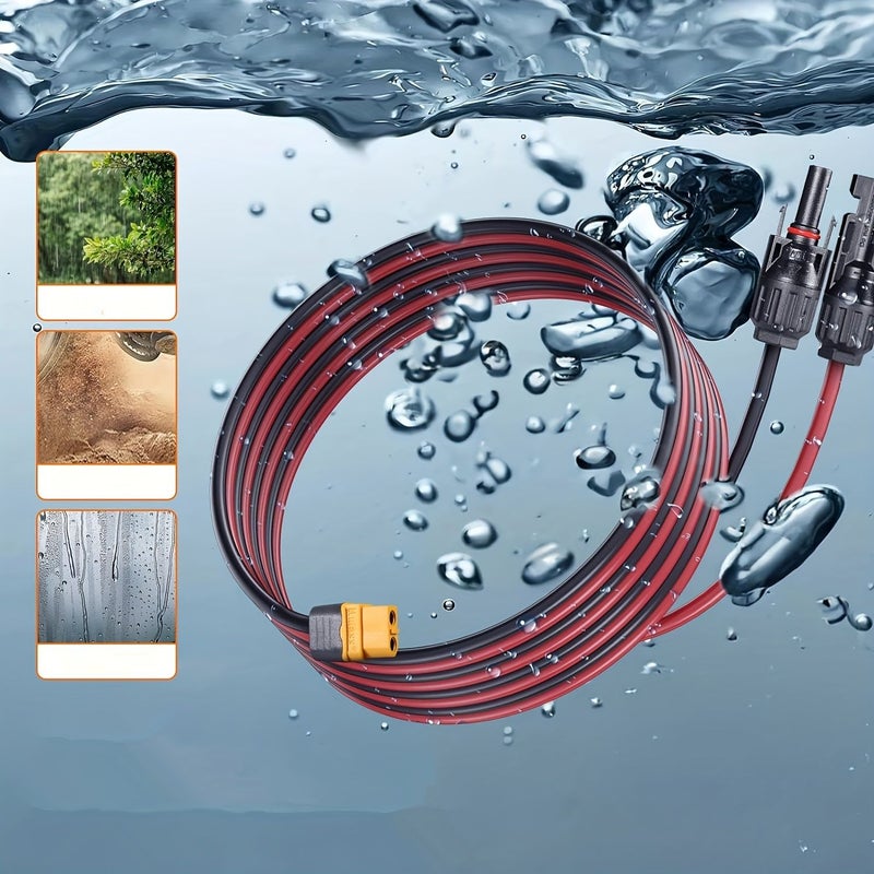 كابل تمديد 12AWG مع محول MC4 إلى XT60 بطول 15 قدمًا للوحات المركبات الترفيهية ومحطات الطاقة المحمولة - Image 1