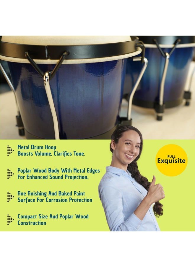 BAHAMUT Bongo Drum Set, 6"+7" Wooden Bongos for Adults & Kids Beginners, Ideal Percussion for Education and Practice, Comes with Tuning Wrench & Waterproof Bag - Image 2