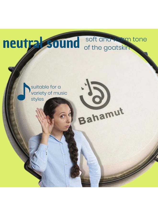 BAHAMUT Bongo Drum Set, 6"+7" Wooden Bongos for Adults & Kids Beginners, Ideal Percussion for Education and Practice, Comes with Tuning Wrench & Waterproof Bag - Image 5