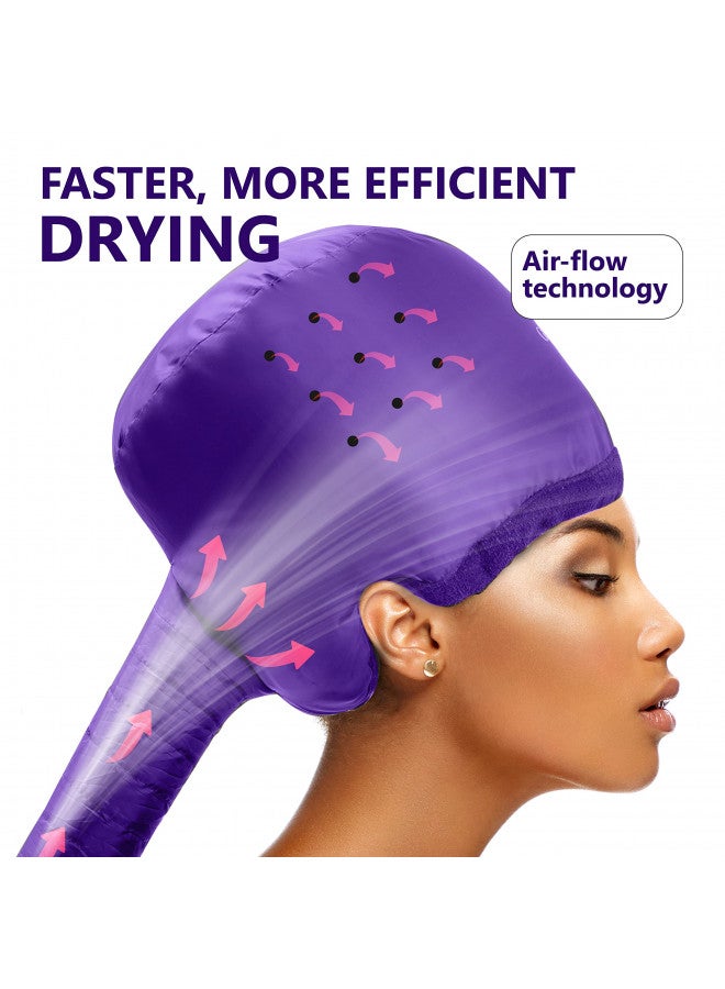 Granteva Bonnet Hair Dryer w/A Headband Integrated That Reduces Heat Around Ears & Neck - Hair Dryer Diffuser Cap for Hair Dryer Curly Hair, Speeds Up Drying Time, Deep Conditioning at Home - Large (Purple) - Image 2