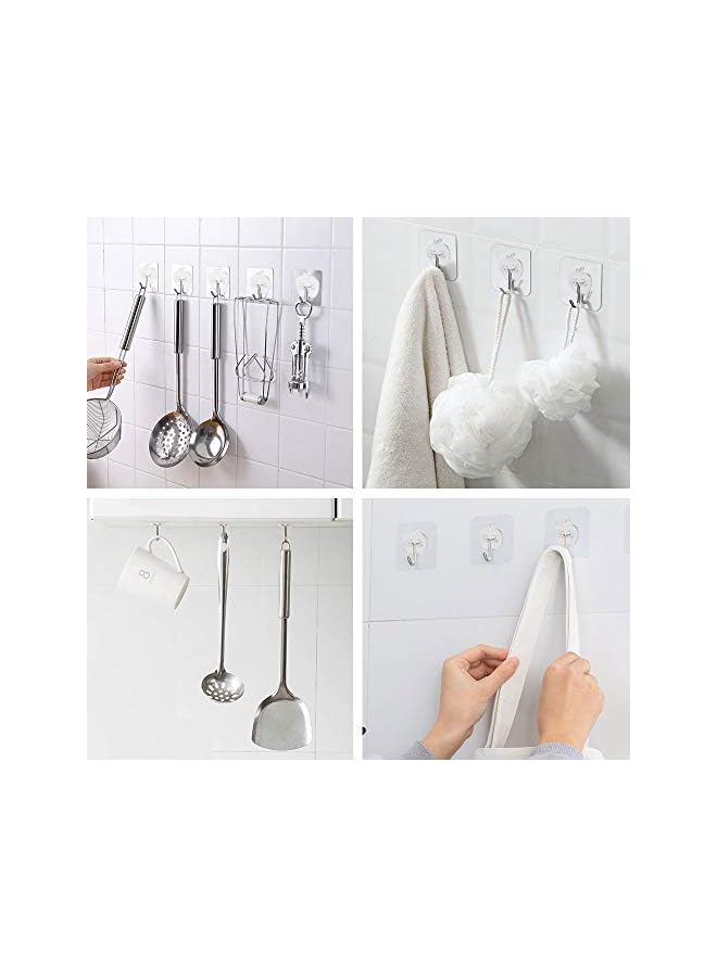PROMASS promass 20PCS Heavy Duty Adhesive Hooks Kitchen Wall Hooks, Transparent Seamless Hook, Multi-Function Utility Hook, Reusable Sticky Stainless Steel Hook, Waterproof, Apply for Kitchen, Bedroom, Bathroom  - Image 3