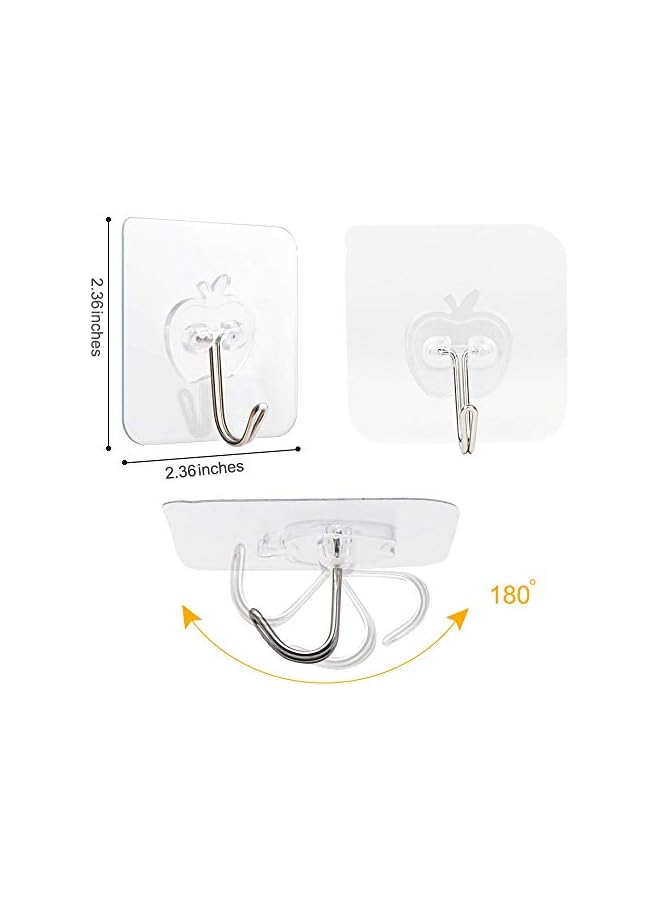 PROMASS promass 20PCS Heavy Duty Adhesive Hooks Kitchen Wall Hooks, Transparent Seamless Hook, Multi-Function Utility Hook, Reusable Sticky Stainless Steel Hook, Waterproof, Apply for Kitchen, Bedroom, Bathroom  - Image 2