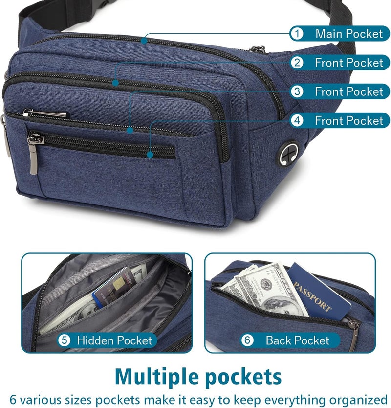 Packism Fanny Pack for Women Men - Fanny Packs for Women Cross Body Everywhere Belt Bag Bum Bag with 6 Zipper Pockets Plus Size & Adjustable Strap for Traveling Cycling Running Hiking - Image 4