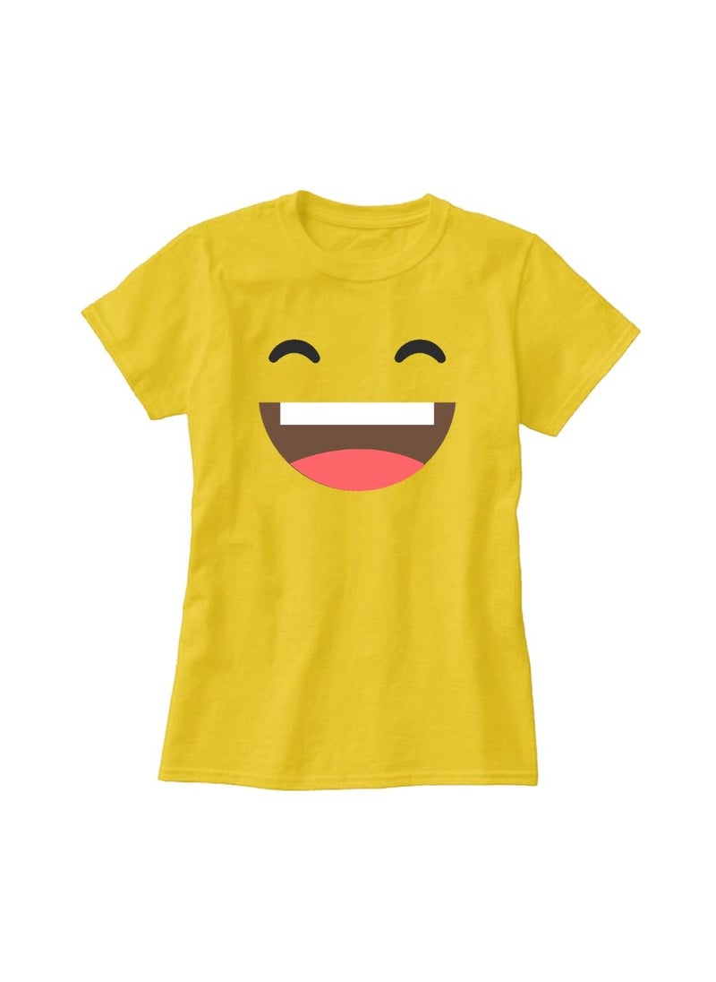 PRINTSHOP4ME - Adult Yellow Smiley Face T-Shirt Unisex Round Neck Short Sleeve Cotton T-Shirt-Soft And Comfortable Tshirt - Image 1