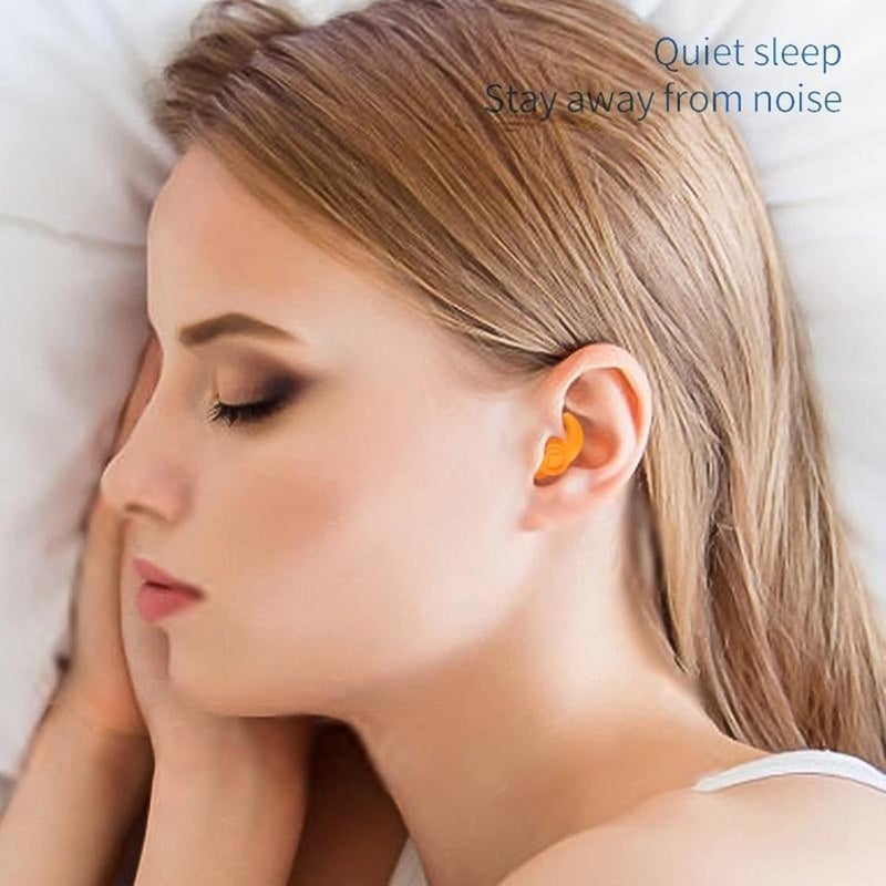 AUGEN Ear Plugs for Sleeping, Noise Canceling, Reusable Silicone Earplugs for Hearing Protection, Waterproof EarPlugs Suitable for Sleeping Swimming Studying Traveling Concerts Airplanes (Orange) - Image 3