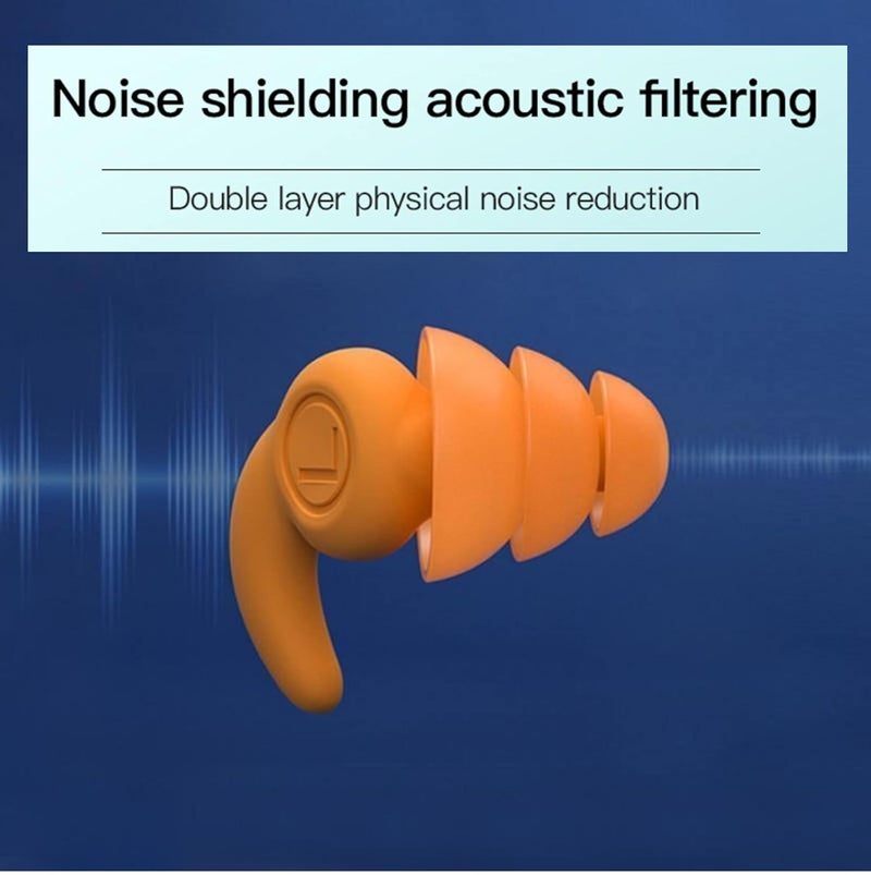 AUGEN Ear Plugs for Sleeping, Noise Canceling, Reusable Silicone Earplugs for Hearing Protection, Waterproof EarPlugs Suitable for Sleeping Swimming Studying Traveling Concerts Airplanes (Orange) - Image 4