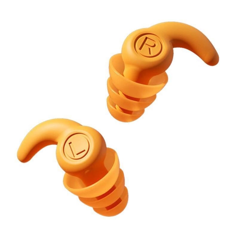 AUGEN Ear Plugs for Sleeping, Noise Canceling, Reusable Silicone Earplugs for Hearing Protection, Waterproof EarPlugs Suitable for Sleeping Swimming Studying Traveling Concerts Airplanes (Orange) - Image 1