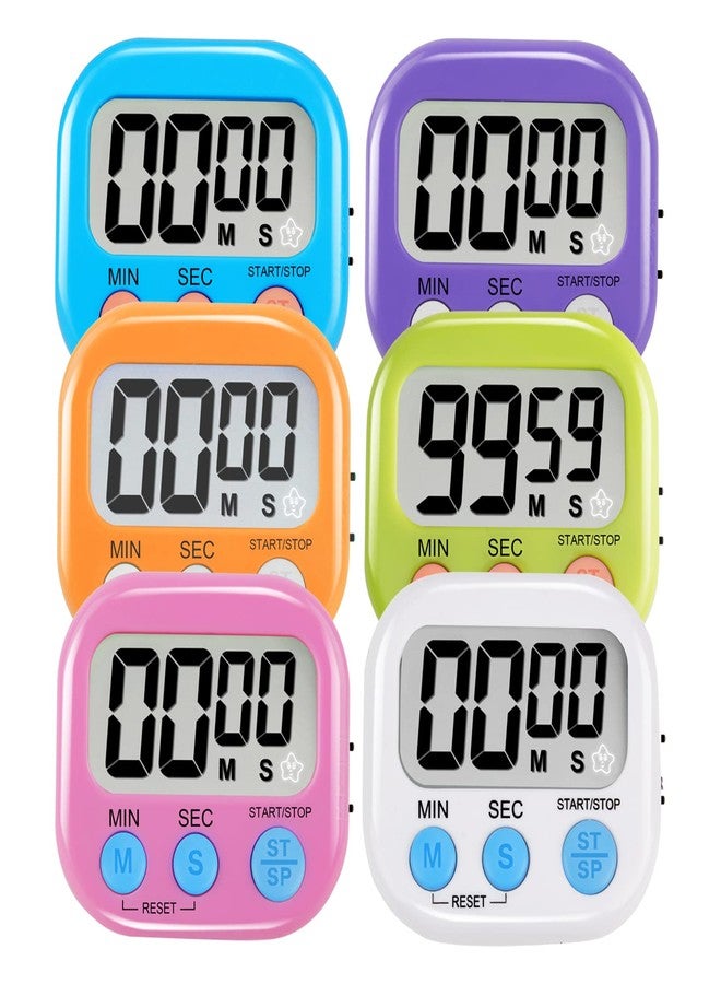 HADDOCK 6 Pack Multi-Function Electronic Timer - Magnetic Digital Timers Big LCD Display The Loud/Silent Switch Countdown Timer Extensively Use in Break Time, Cooking,Gym, Meeting, Classroom - Image 1