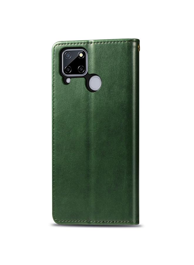 اس-توب جراب لهاتف OPPO Realme C12، جراب هاتف من الجلد بلون سادة مع مشبك وحزام وإطار للصور وفتحة للبطاقات ومحفظة ووظيفة الحامل - Image 3