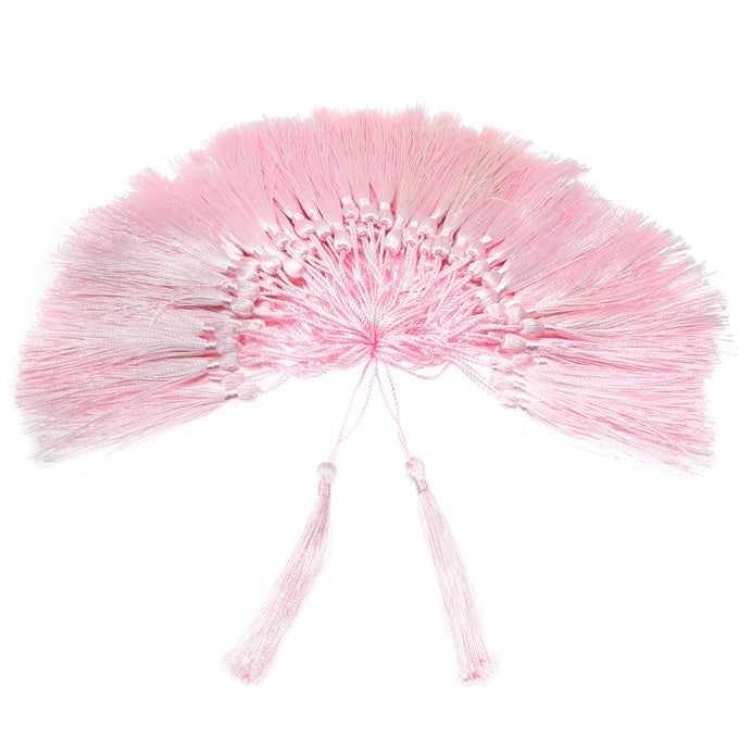 PINK SILKY HANDMADE TASSELS 100 PIECES 13CM5INCH WITH 2INCH CORD LOOP FOR JEWELRY MAKING DIY PROJECTS BOOKMARKS