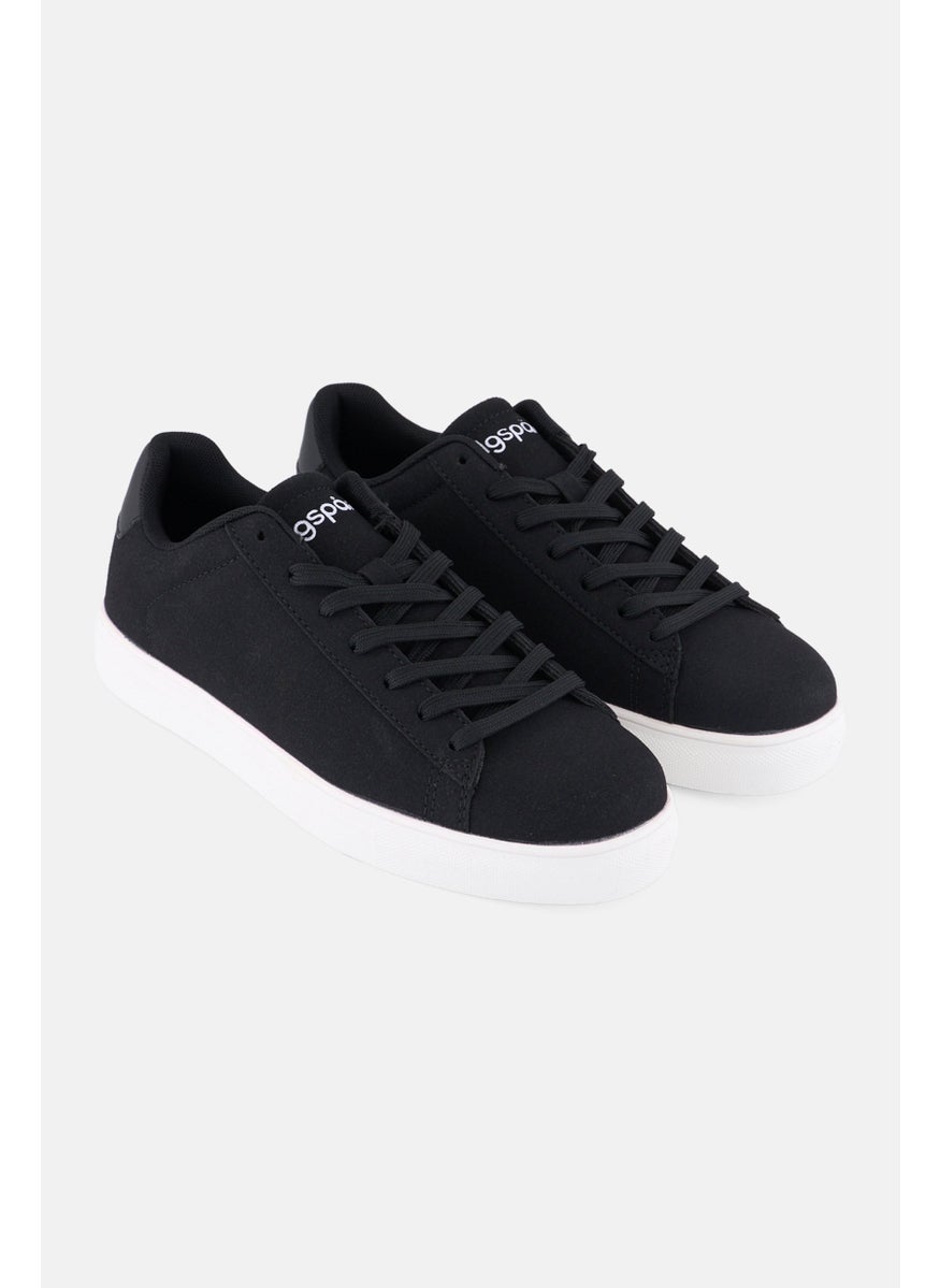Algspar Men  Brand Logo Lace Up Casual Shoes, Black  - Image 1