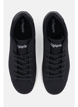 Algspar Men  Brand Logo Lace Up Casual Shoes, Black  - Image 4
