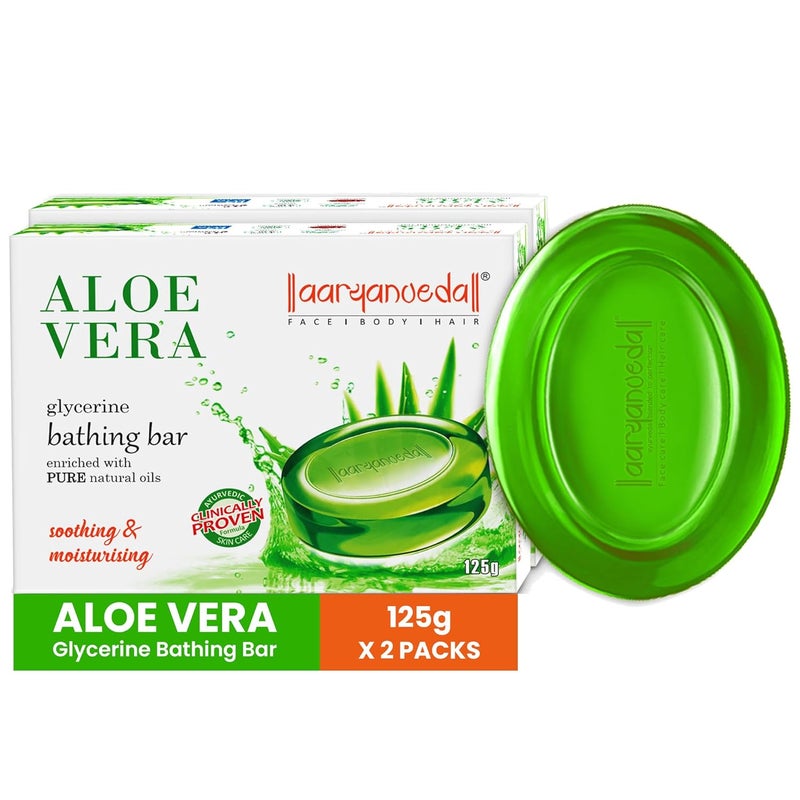 Aryanveda Aryanveda Aloe Vera Glycerine Bathing Bar  Hydrating Nourishing Soothing  Moisturizing Body Soap with Natural Oils for Soft  Glowing Skin All Skin Types  125g Pack of 2  - Image 1
