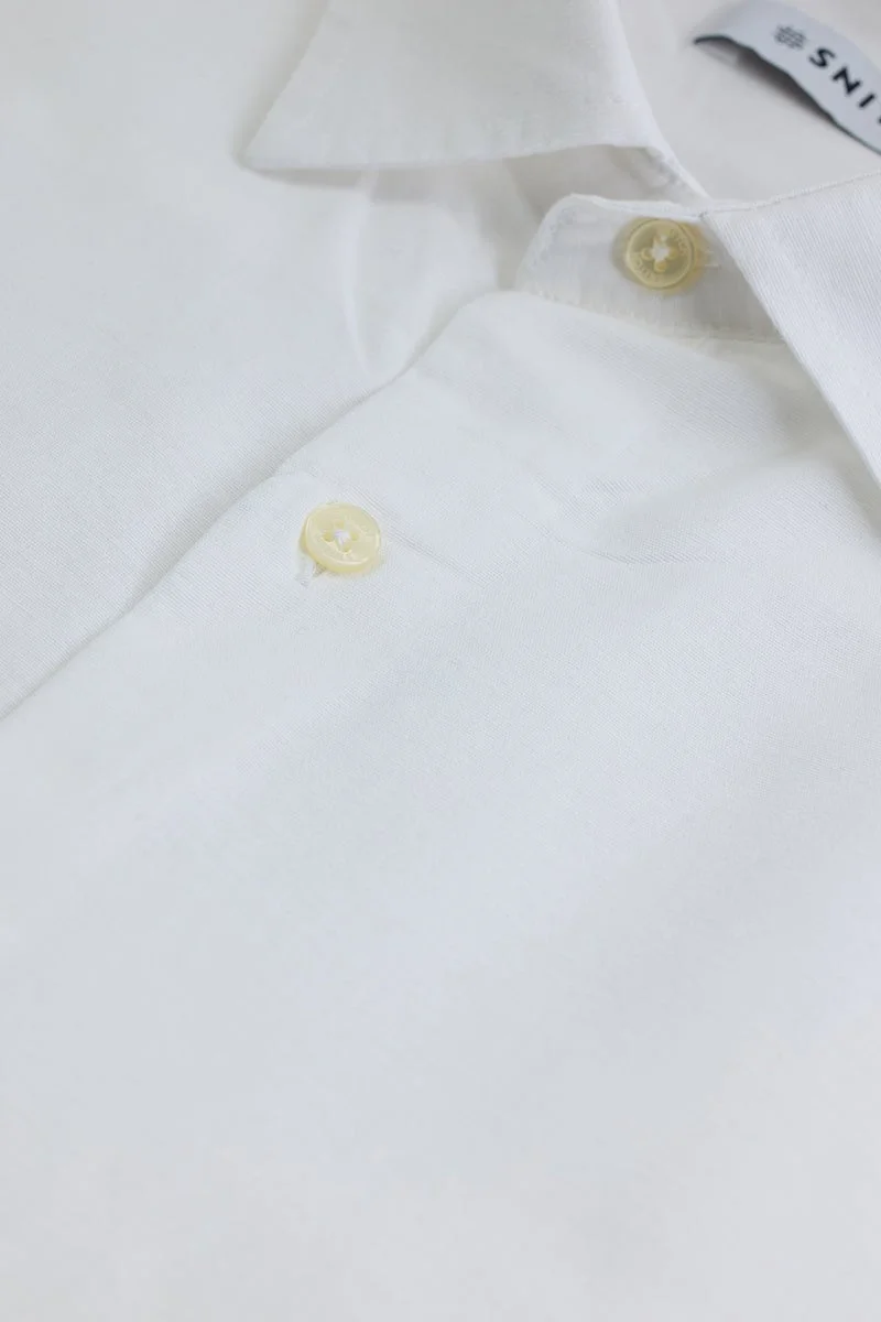 سنيتش White Solid Long Sleeve Regular Fit Plus Size Shirt