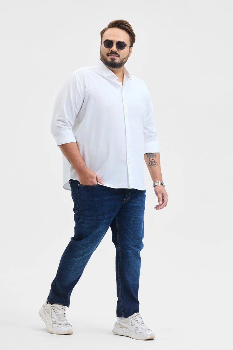 SNITCH White White Solid Long Sleeve Regular Fit Plus Size Shirt for Men | Best Price UAE