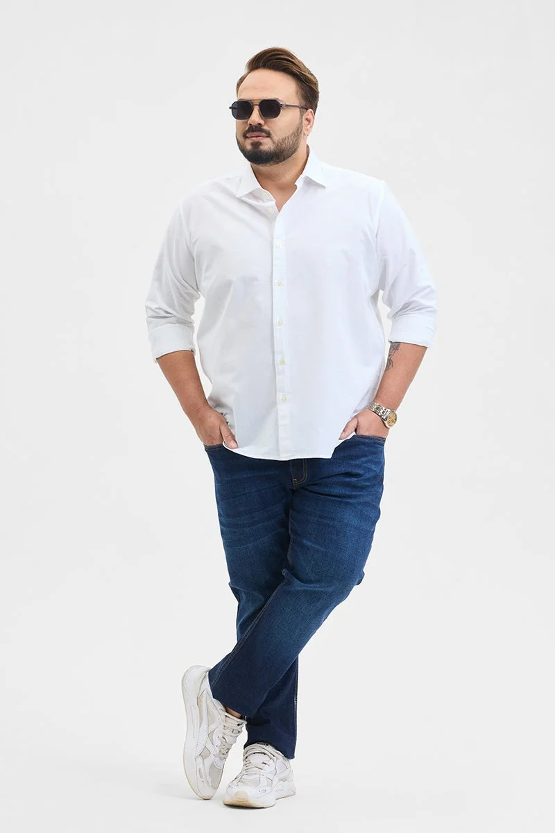 SNITCH White White Solid Long Sleeve Regular Fit Plus Size Shirt for Men | Best Price UAE
