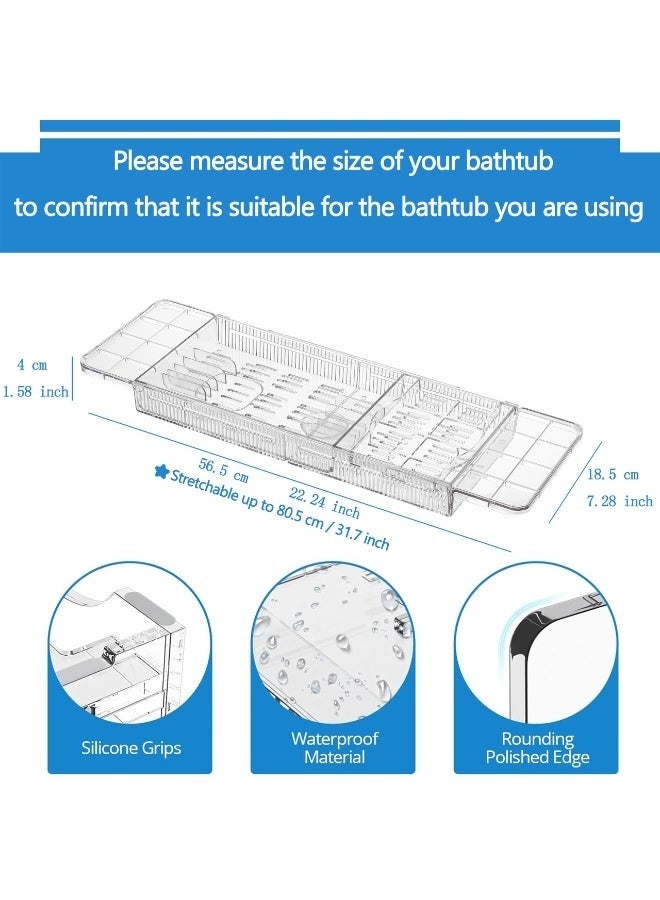Arabest Expandable Acrylic Bathtub Tray for Tub, Bath Caddy Tray Table for Bathtub, Adjustable from 22 to 31.8 inch, Bathtub Rack fits Most Bathtubs and Bathroom Decor, Bath Tub Shelf Accessories for Women - Image 4