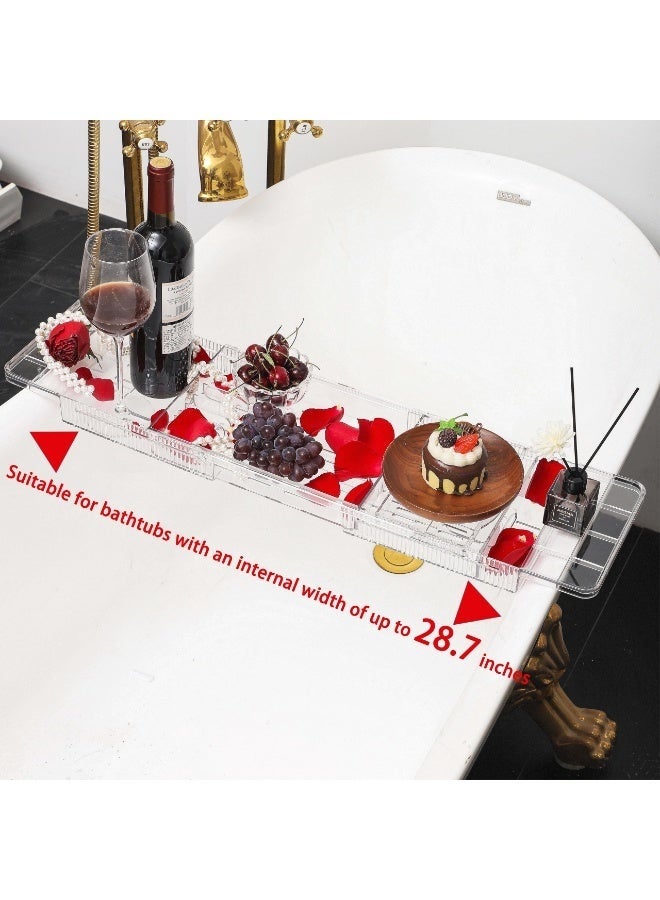 Arabest Expandable Acrylic Bathtub Tray for Tub, Bath Caddy Tray Table for Bathtub, Adjustable from 22 to 31.8 inch, Bathtub Rack fits Most Bathtubs and Bathroom Decor, Bath Tub Shelf Accessories for Women - Image 2