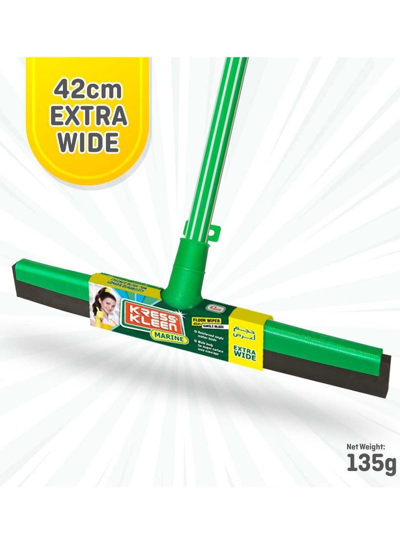 ON MART Long Handle Floor Wiper with Handle High Efficiency, Durable Foam Floor Squeegee Cleaner 42 cm Long Stick | Rubber Mop | Floor Brush | Kitchen| Garden| Wiper Bathroom Floor | Household  Office All-Purpose - Image 5