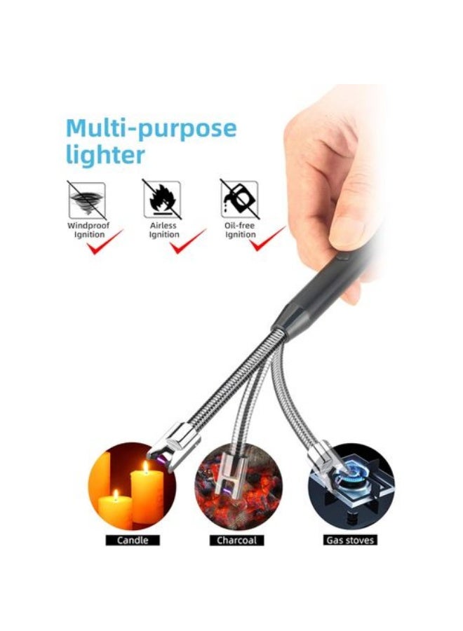 ولاعة كهربائية (متعددة الألوان) قابلة لإعادة الشحن عبر USB مع مفتاح أمان - ولاعة إلكترونية طويلة مقاومة للرياح بدون لهب للشموع والشواية وموقد الغاز والمطبخ والتخييم - Image 2