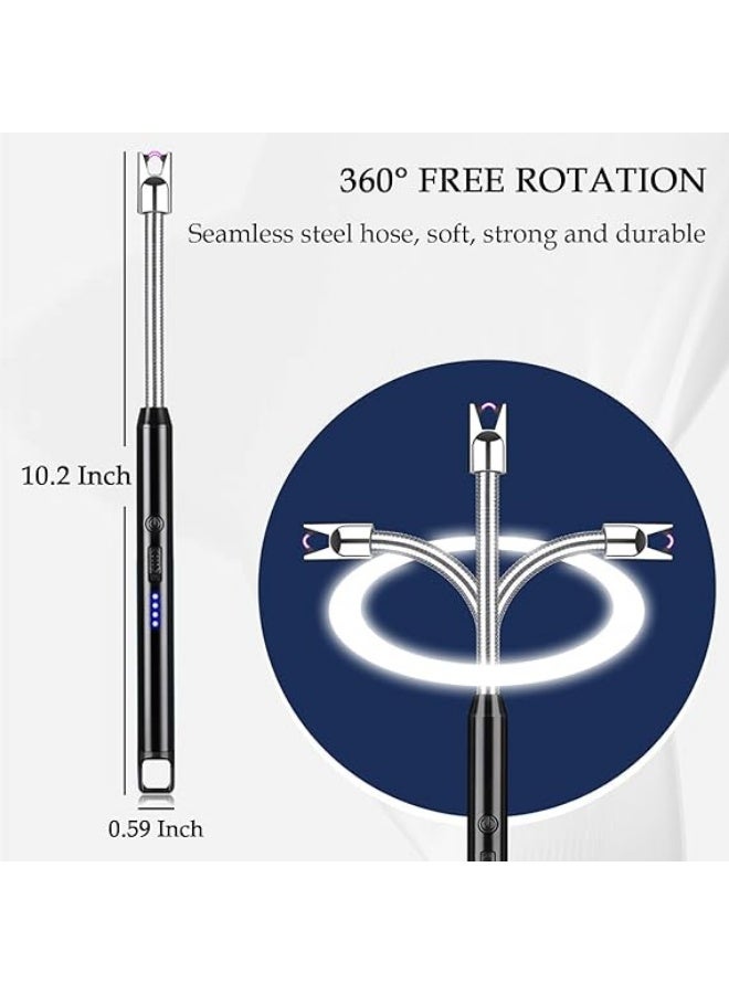 ولاعة كهربائية (متعددة الألوان) قابلة لإعادة الشحن عبر USB مع مفتاح أمان - ولاعة إلكترونية طويلة مقاومة للرياح بدون لهب للشموع والشواية وموقد الغاز والمطبخ والتخييم - Image 5