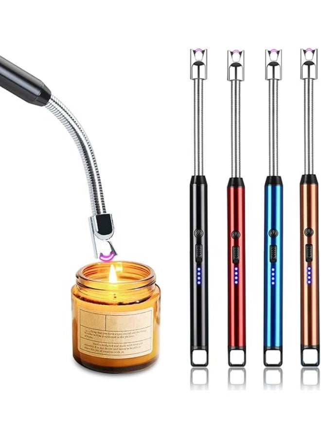 ولاعة كهربائية (متعددة الألوان) قابلة لإعادة الشحن عبر USB مع مفتاح أمان - ولاعة إلكترونية طويلة مقاومة للرياح بدون لهب للشموع والشواية وموقد الغاز والمطبخ والتخييم - Image 1