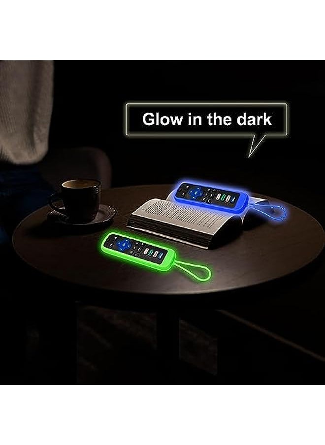HuHa - (Pack of 2) Remote Control Cover for Roku-Remote, Remote Case for All Roku TV Remote/TCL Roku TV Remote Silicone Protective Sleeve Skin Glow in The Dark(Green/Blue) - Image 1