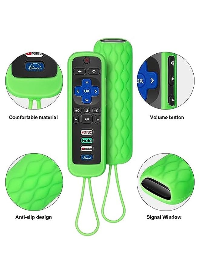 HuHa - (Pack of 2) Remote Control Cover for Roku-Remote, Remote Case for All Roku TV Remote/TCL Roku TV Remote Silicone Protective Sleeve Skin Glow in The Dark(Green/Blue) - Image 1