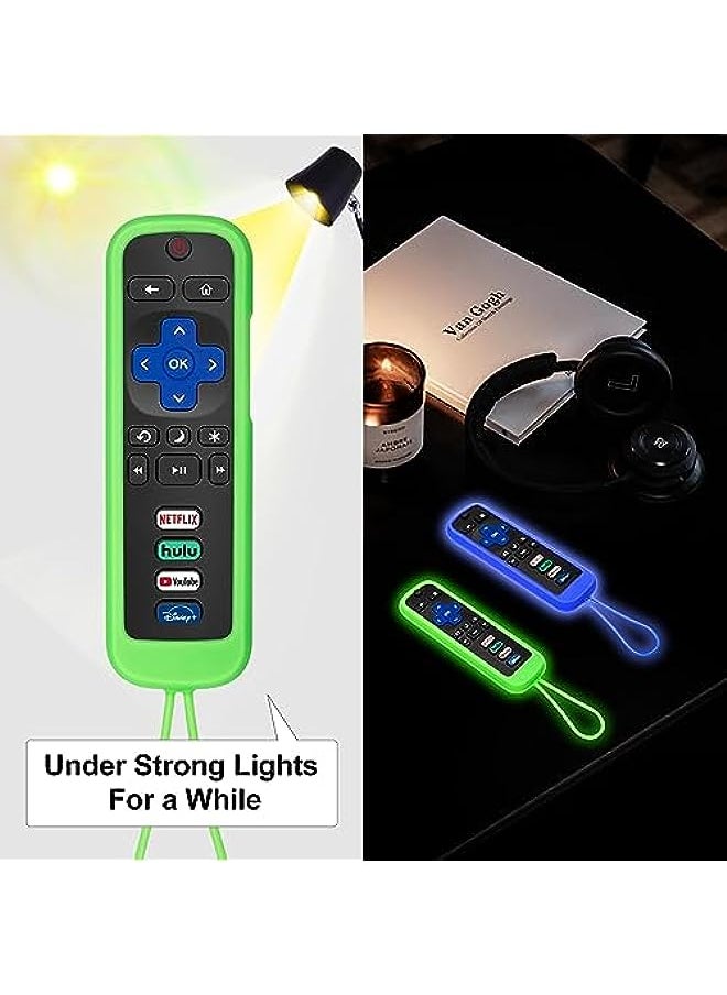 HuHa - (Pack of 2) Remote Control Cover for Roku-Remote, Remote Case for All Roku TV Remote/TCL Roku TV Remote Silicone Protective Sleeve Skin Glow in The Dark(Green/Blue) - Image 1