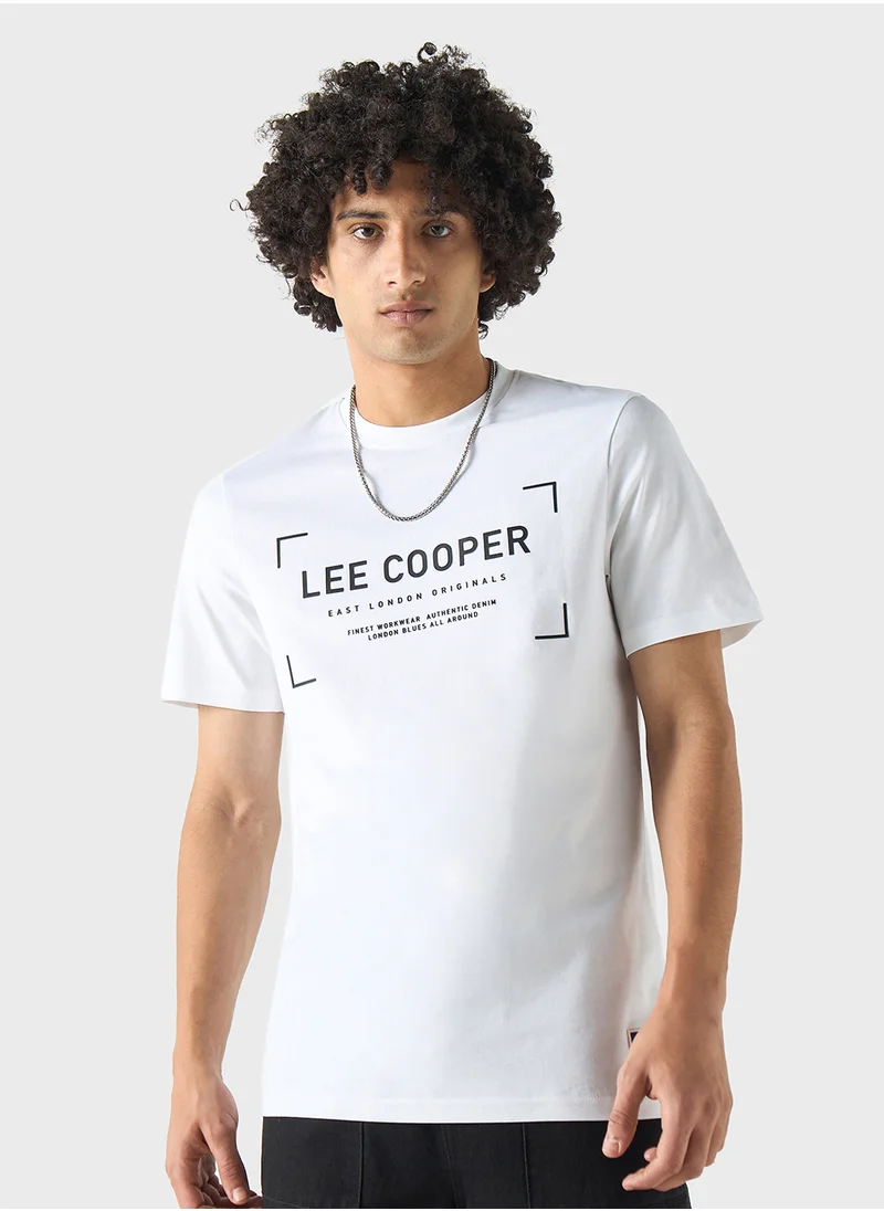 لي كوبر Lee Cooper Logo Detail Crew Neck T-shirt with Shor