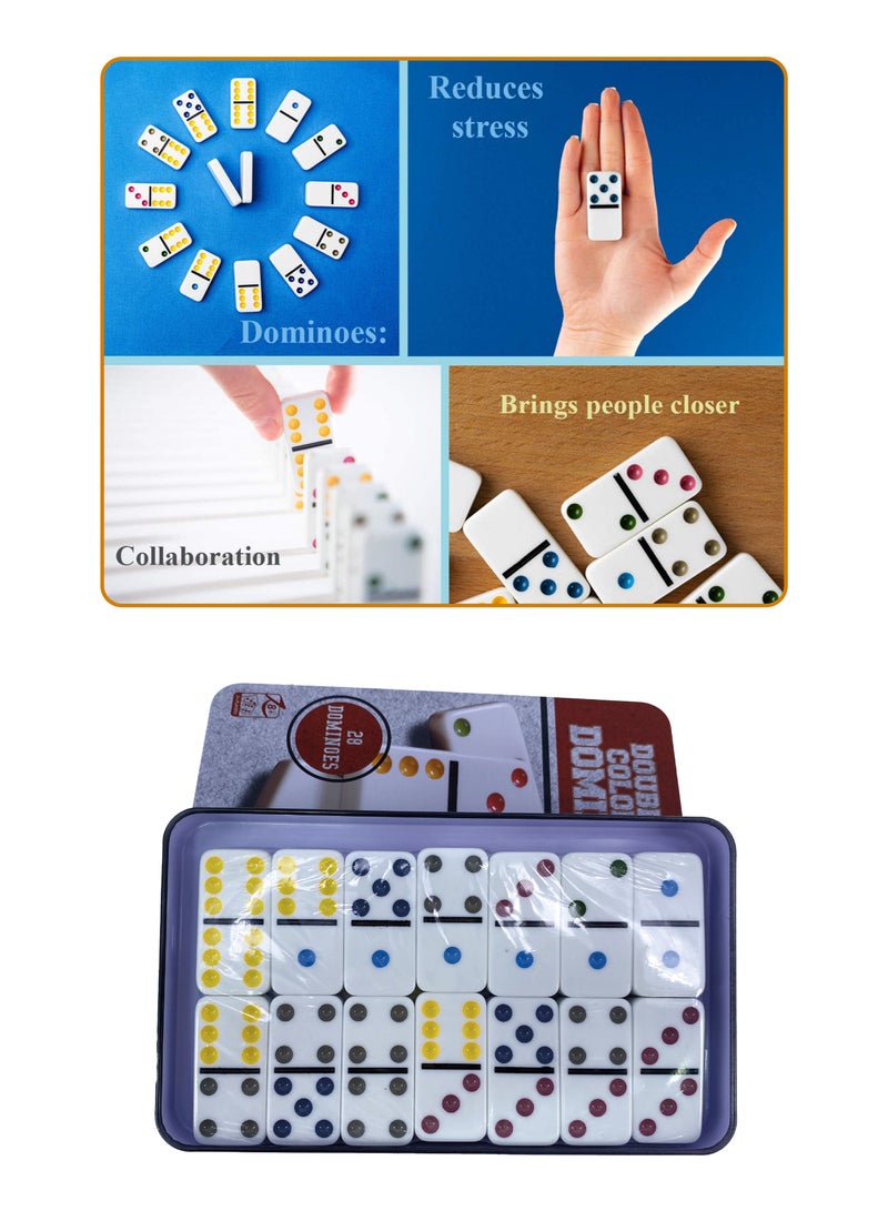 Double Dot Domino Game with 28 Pieces Iron Box - Image 2