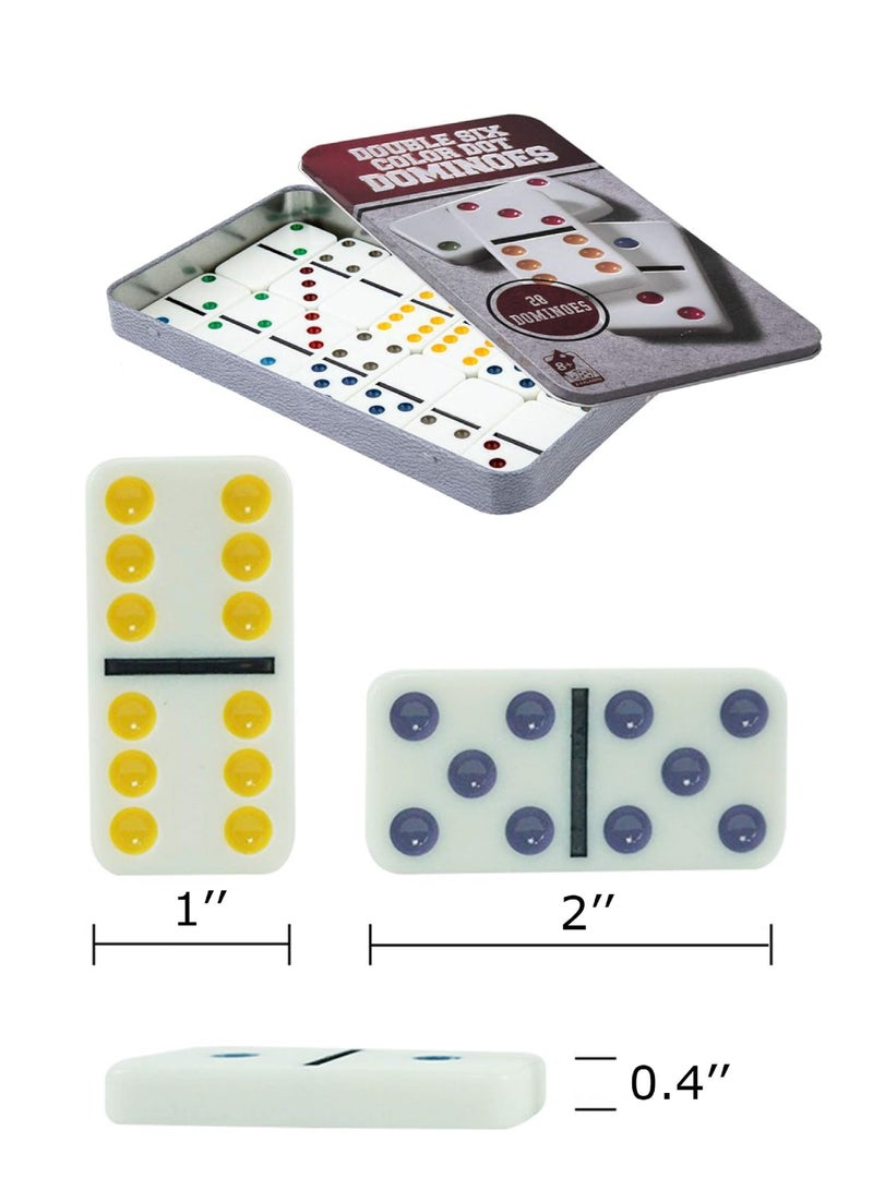 Double Dot Domino Game with 28 Pieces Iron Box - Image 3