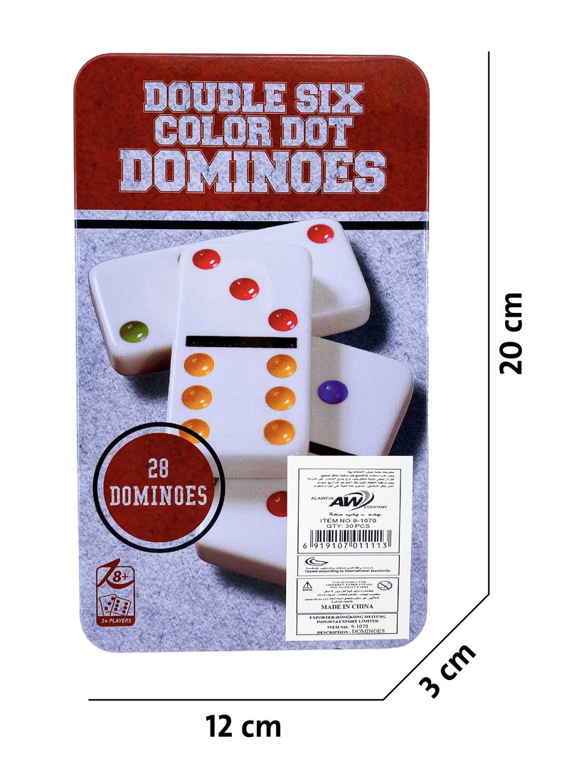 Double Dot Domino Game with 28 Pieces Iron Box - Image 5