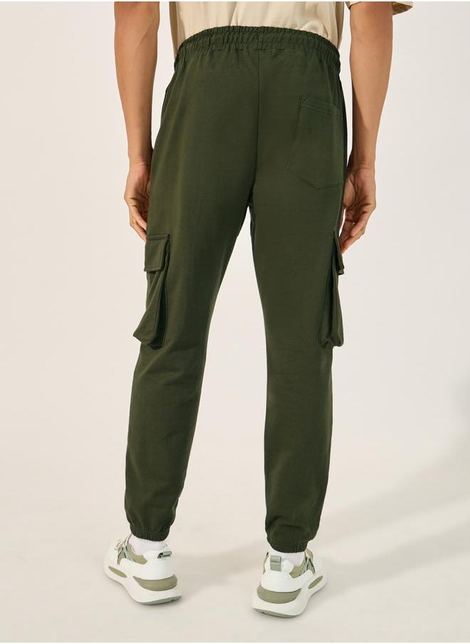 Styli Styli Relaxed Fit Cotton Terry Joggers with Cargo Pockets  - Image 4