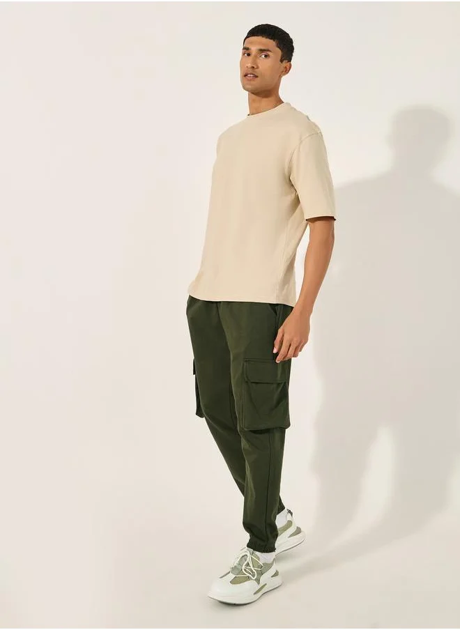 Styli Styli Relaxed Fit Cotton Terry Joggers with Cargo Pockets