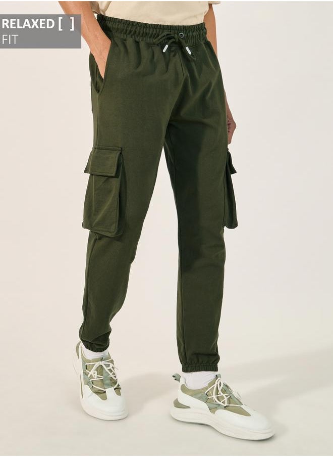 Styli Styli Relaxed Fit Cotton Terry Joggers with Cargo Pockets  - Image 1