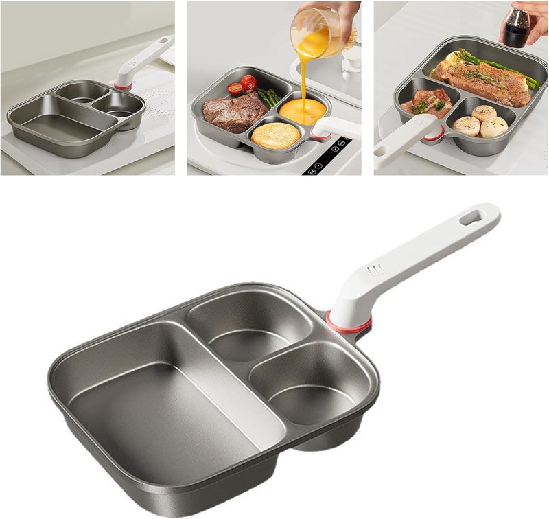 Multi Functional Breakfast Pan for Eggs Burgers and Bacons Aluminum Alloy Nonstick Frying Pan with Ergonomic Handle Multifunctional Cookware - Image 2