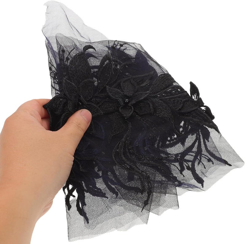 Uonlytech 2pcs Embroidered Floral Lace Patch for Wedding Dress Sewing, 3D Handmade Flower Lace Embroidery, Black and Navy Blue, Bridal Dress Craft Embellishments - Image 4
