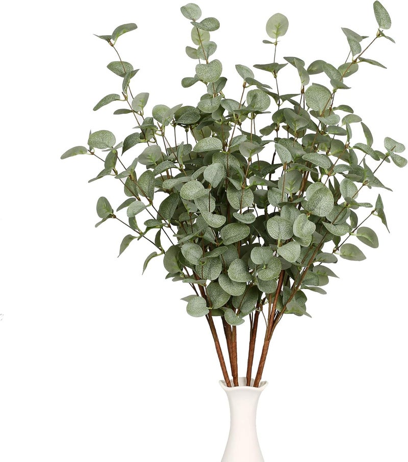VGIA 6 Pcs 27" Eucalyptus Stems Greenery Stems Eucalyptus Leaf Spray in Green Silk Plastic Plants Floral Artificial Plants for Home Party Wedding Decoration - Image 5