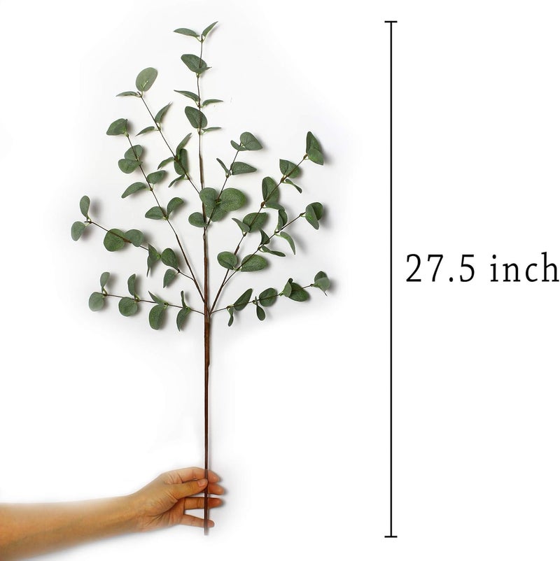 VGIA 6 Pcs 27" Eucalyptus Stems Greenery Stems Eucalyptus Leaf Spray in Green Silk Plastic Plants Floral Artificial Plants for Home Party Wedding Decoration - Image 2