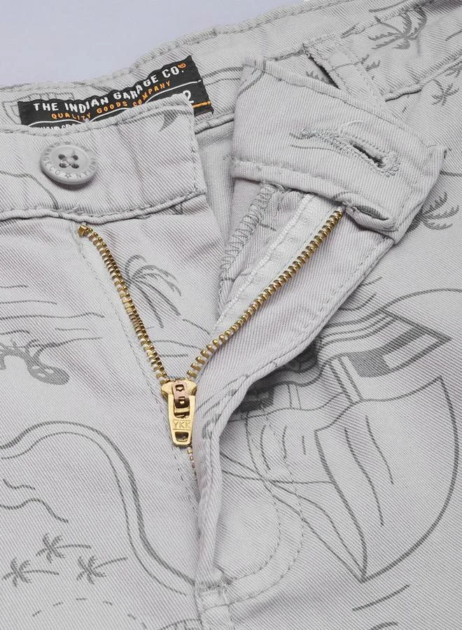 The Indian Garage Co Grey Men Grey Slim Fit Printed Shorts for Men | Best Price UAE