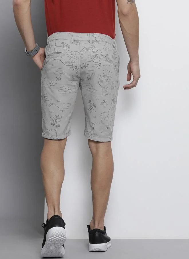 The Indian Garage Co Grey Men Grey Slim Fit Printed Shorts for Men | Best Price UAE