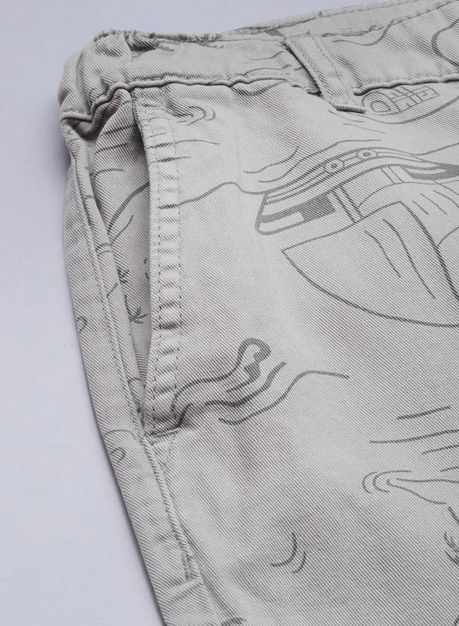 The Indian Garage Co Grey Men Grey Slim Fit Printed Shorts for Men | Best Price UAE