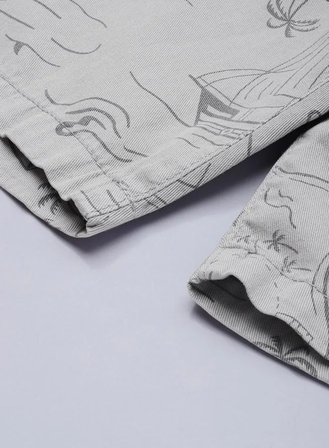 The Indian Garage Co Grey Men Grey Slim Fit Printed Shorts for Men | Best Price UAE