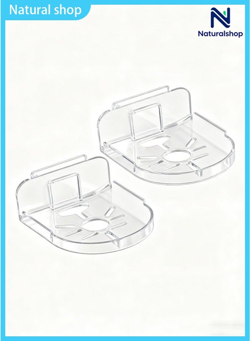 naturalshop 2PCS Wall Mount Storage Rack, No Drilling Adhesive Bracket for Security Cameras & Speakers, Heavy Duty Stick-Up Holder, Easy Install Clear Shelf for Baby Monitors & Home Use - Image 2