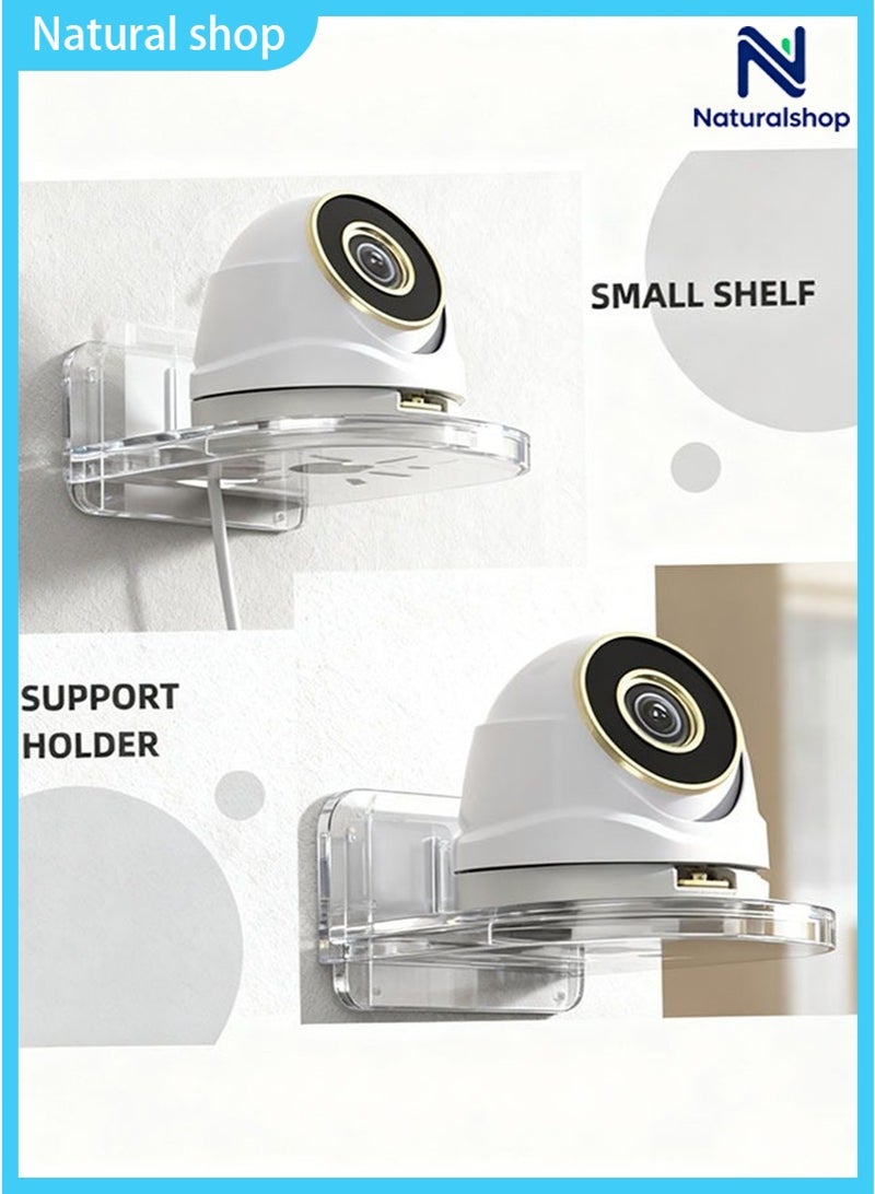 naturalshop 2PCS Wall Mount Storage Rack, No Drilling Adhesive Bracket for Security Cameras & Speakers, Heavy Duty Stick-Up Holder, Easy Install Clear Shelf for Baby Monitors & Home Use - Image 5