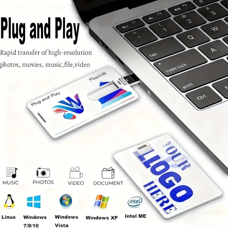 Custom Card Model USB Flash Pen Drive 256MB For Personalized Company Photography Wedding Logo - Image 3