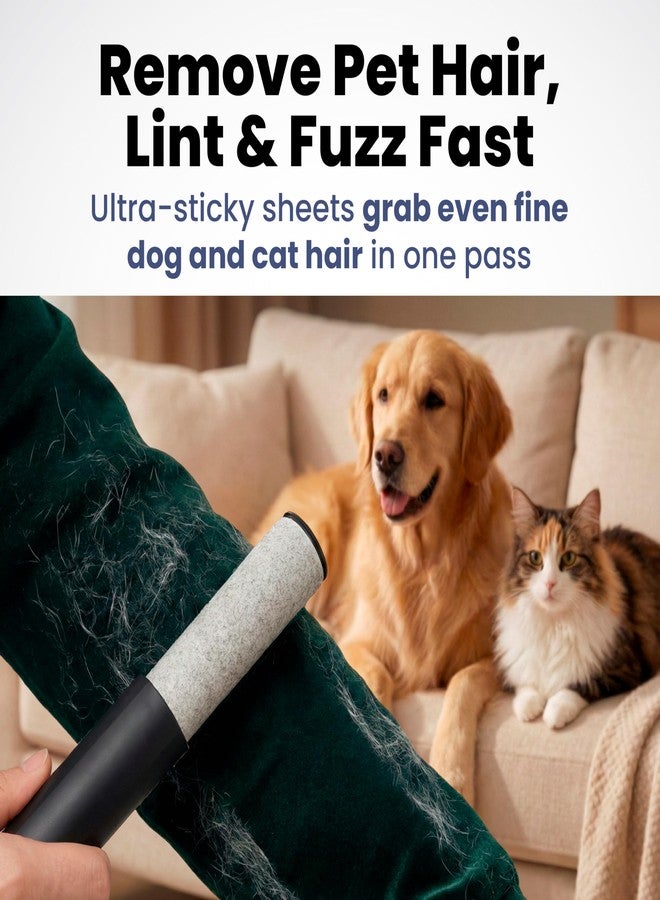 rubyloo Mini Lint Roller for Pet Hair Extra Sticky (1 Pack + 2 Refill Rolls) - Travel Size Pet Hair Roller with Retractable Cover - Cat & Dog Fur Remover for Clothes - Image 3
